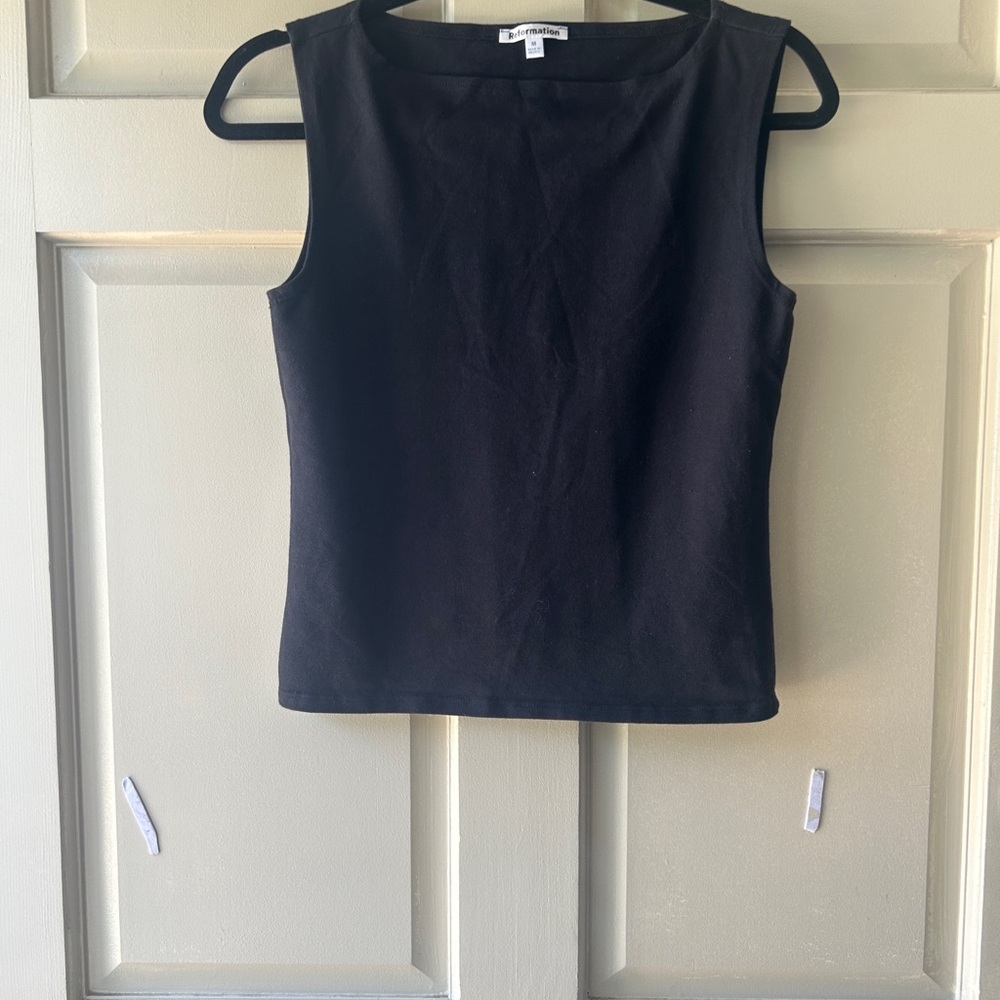 Reformation Black Sleeveless Square Neck Tank - Picture 4 of 6